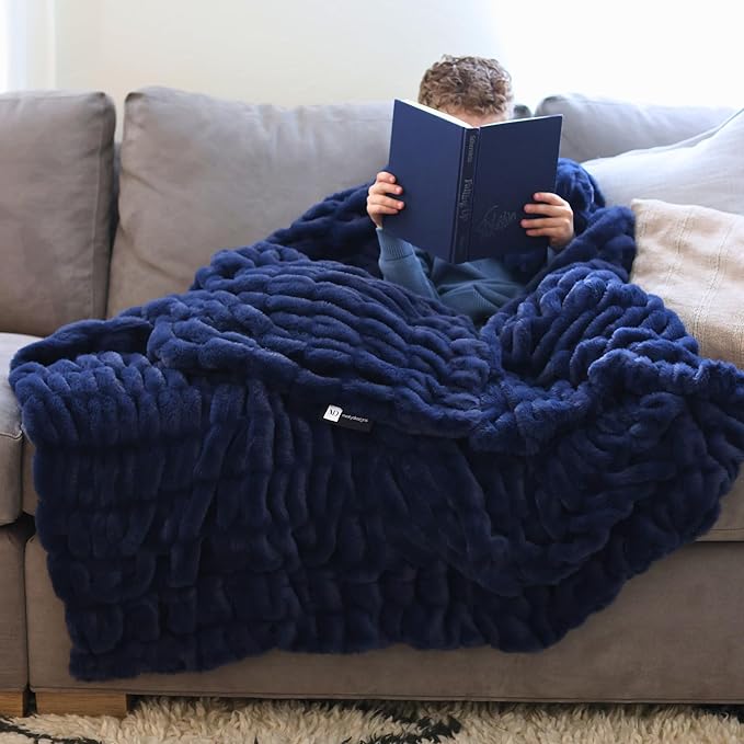Minky Designs Midnight Horizon Minky Blanket – Ultra Soft Faux Fur Throw Blanket for Couch, Bed & Home – Fluffy, Warm & Luxurious – Chic Collection (Large, 60x72)