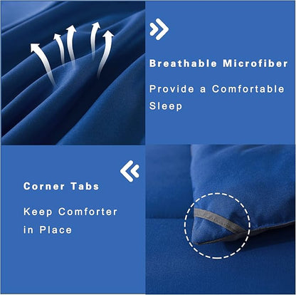 DOWNCOOL Twin Comforter Set -All Season Bedding Comforters Sets with 1 Pillow Case -2 Pieces Bed Set Down Alternative Comforter Set -Blue/Grey Twin Bedding Sets(64"x88")