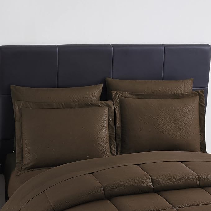 8 Piece Comforter Set Bag with Greek Key Design (Pack of 3, 24 Count Total)