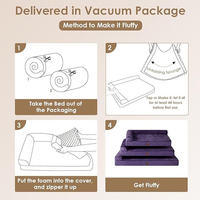EHEYCIGA Large Dog Bed Memory Foam for Crate, Orthopedic Dog Bed Large Size Dogs with Washable Removable Cover, Waterproof Pet Sofa Couch with Nonskid Bottom, 35x22x6, Purple
