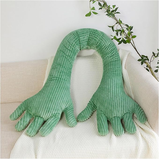 Cute Palm Pillow Simulation Palm Plush Pillow Soft Sofa Bed Pillow Funny Bedroom Decoration Office Chair Cushion (62.9in, Green)