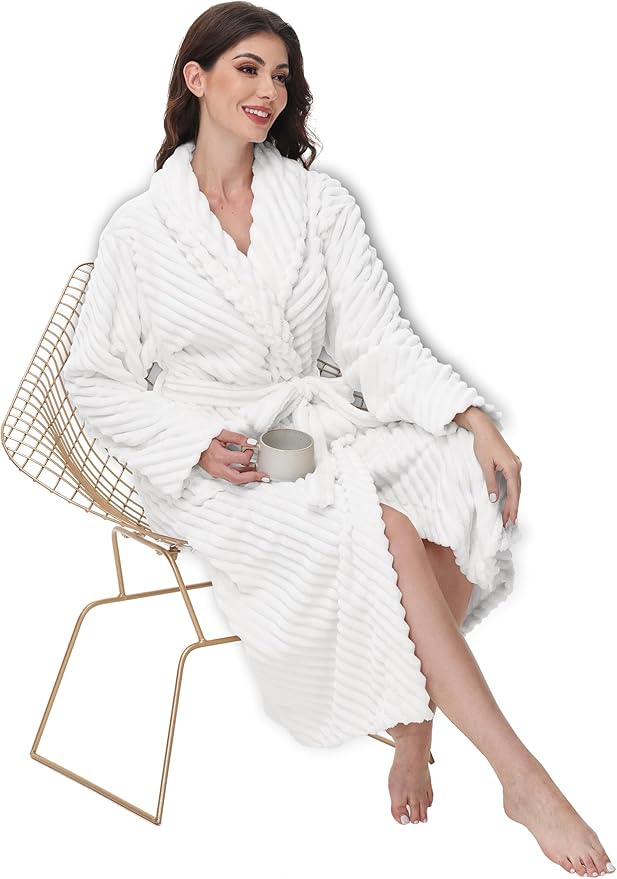 Yurhap Premium Robes for Women - Super Soft Cozy Fleece Womens Robe Plush Long Bathrobe