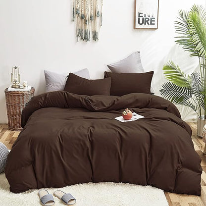 Wellboo Brown Comforter Sets Queen Solid Mocha Coffee Bedding Comforters Cotton Women Men Plain Dark Color Quilts Adults Deep Brownness Modern Chestnut Blankets Soft Durable Brown Bedding Farmhouse