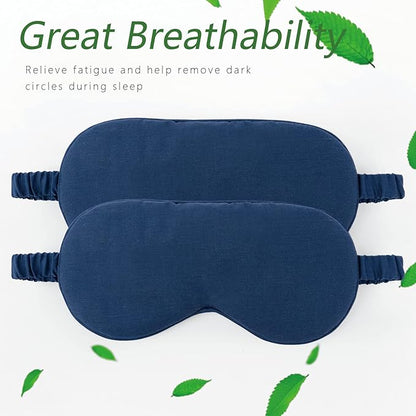 HBHLFZ Sleep Mask 2 Pack - Bamboo Viscose Fiber Sleeping Eye Mask - with Elastic Band/Headband - Comfort Sleeping Shade - for Nighttime Sleeping, Traveling & Napping（Navy Blue）