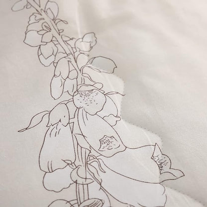 SLEEPBELLA Comforter King Size, 600 Thread Count Cotton Brown Branches and Blue Flowers Off-White Comforter Sets, Down Alternative Bedding Set 3Pcs(King, Off-White Botanical)