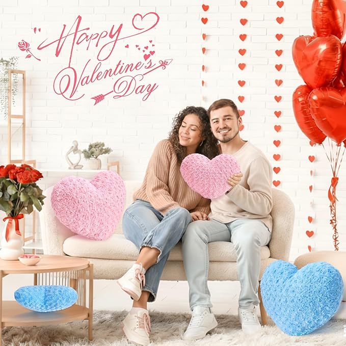 Heart Pillow Blue Throw Pillows, Soft and Fluffy Decorative Pillows for Bed Couch Chair, Cute Heart Shaped Room Decor for Valentine Anniversary Birthday Halloween Christmas (Small, 13"x10")