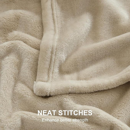 Hansleep Fleece Taupe Full Blanket, Super Soft Flannel Fuzzy Plush Cozy Blanket for All Seasons, Taupe, Full 84x90 Inches