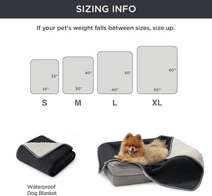 Bedsure Cat Blanket for Indoor Cats - Waterproof Calming Cat Blankets for Kitten, Sherpa Fleece Pet Blanket, Soft Plush Reversible Throw Furniture Protector, 35"x25", Black