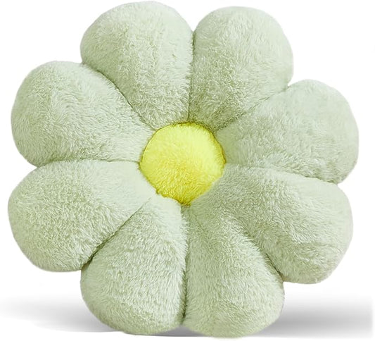 17.7In Green Flower Pillow Daisy Pillow Decorative Pillow Floor Pillow Cushion for Girls Adults Cute Home Decor Aesthetic for Living Room Bedroom Reading Corner