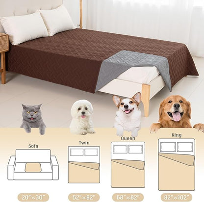 BOCTOPUG Dog Bed Cover for Pets Blankets Rug Pads for Couch Protection Waterproof Bed Covers Dog Blanket Furniture Protector Reusable Changing Pad (Dark Grey+Brown, 82"x102")