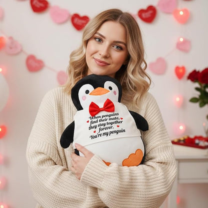 Valentines Day Penguin Pillow When Penguins Find Their Mate Gift Throw Pillows Penguin Plush Gifts for Adults Women Men Wife Husband Boyfriend Girlfriend
