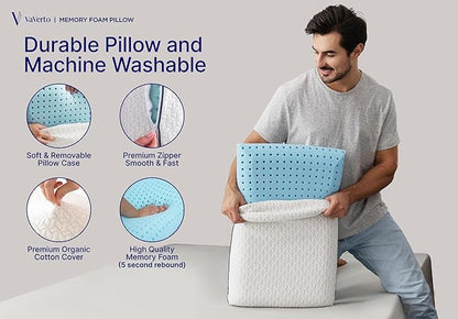 Cooling Gel Memory Foam Pillow - 1-Pack - King Size Bed Pillows For Sleeping - Medium-Firm - Back, Stomach and Side Sleeper Pillow - Shoulder & Back Pain Relief - Washable , Bamboo Viscose Cover