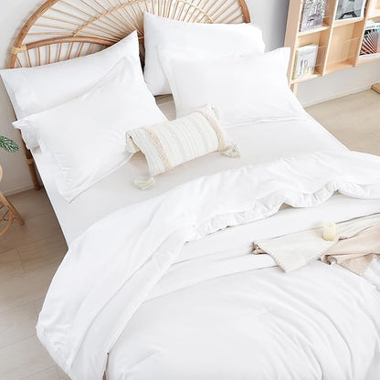 weigelia Twin Comforter Set 5 Pieces White Comforter Set for Women and Men Reversible Bedding Set Ultra Soft All Season（Comforters, Flat & Fitted Sheets, Pillowcases & Shams）