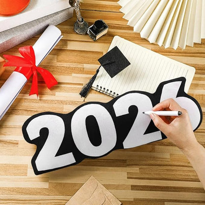 Class of 2026 Autograph Stuffed Pillow 15.7" Graduation Autograph Stuffed Pillow Graduation Guest Signature Gifts Grad Party Sign in Decor for High School College(Black,Classic)