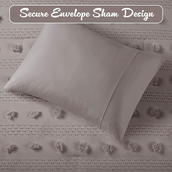 Intelligent Design Twin Duvet Cover Set, Clipped Jacquard Duvet Set Chic Pompoms Accent, All Seasons Lightweight Microfiber Bed Cover for Comforter with 1 Sham, Lucy, Twin/Twin XL Grey 2 Piece