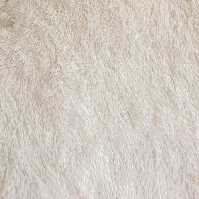 chovy Faux Fur Plush White Comforter Sets Full/Queen - Ultra Soft Shaggy Flannel Velvet Fluffy Fuzzy 3PC Bedding Set （Comforter x 1 Pillowcases x 2）