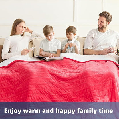 Heated Electric Blanket Queen Size - 84" x 90" Heating Blanket with Dual Control, 10 Heating Levels & 8 Hours Auto Off, Soft Warm Flannel Blanket, Christmas Birthday Gifts for Senior Grandma