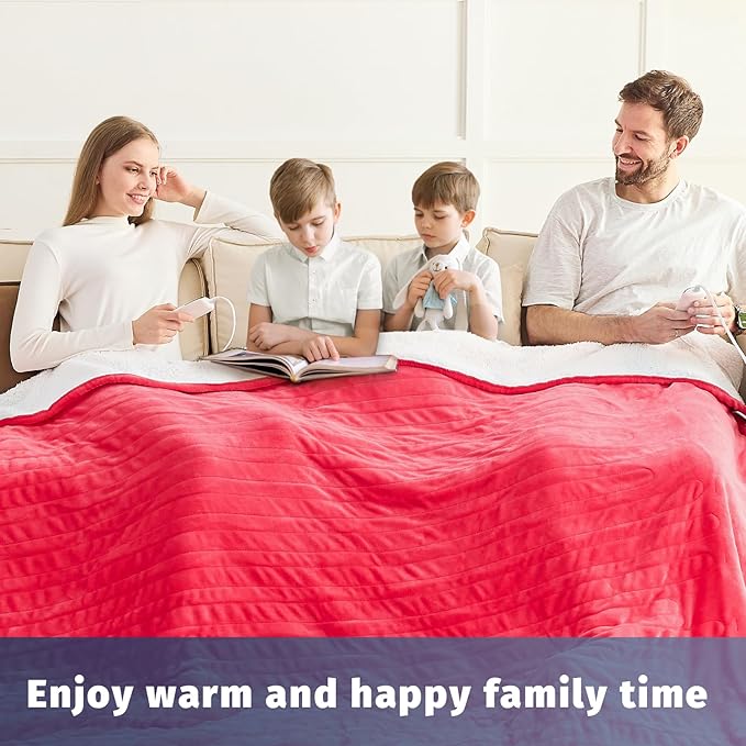 Heated Electric Blanket King Size - 90" x 100" Heating Blanket with Dual Control, 10 Heating Levels & 8 Hours Auto Off, Soft Warm Flannel Blanket, Christmas Birthday Gifts for Senior Grandma
