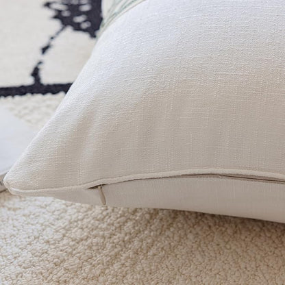 Throw Pillow Covers with Insert Included, with Embroidered Detail, 18 x 18 inches, Decorative Throw Pillow for Sofa Couch Bed (White, 18" L x 18" W)