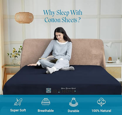 100% Egyptian Cotton Sheets Queen Size, 600 Thread Count Navy Blue Bed Sheets for Queen Size Bed, Long Staple Cotton Bedding Set, Sateen Weave, Luxury Hotel Sheets, Fits Upto 16" Mattress
