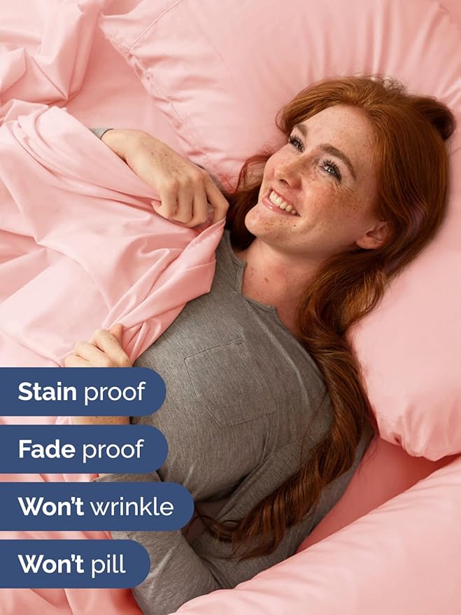 Extra Deep Queen Sheet Set - 6 Piece Breathable and Cooling Sheets - Hotel Luxury Bedding for Women, Men, Kids & Teens - Easy & Secure Fit - Soft, Wrinkle Free & Comfy - Extra Deep Pockets - Baby Pink