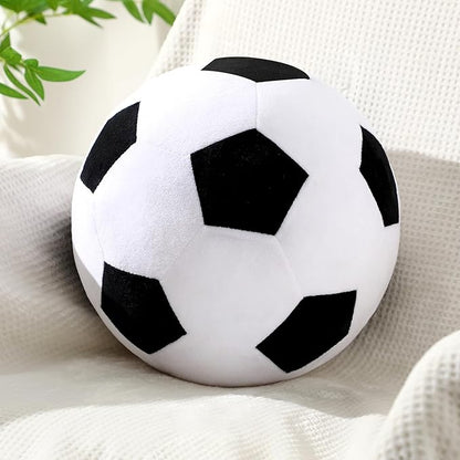 Yousoontic Soccer Ball Throw Pillow 11.8 Inch Nordic Round Soccer Ball Pillow Fluffy Soccerball Durable Soft Stuffed Plushies Sport Theme Gifts for Couch Sofa Bedroom Bed Decorations