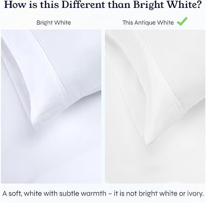California Design Den 2-Pack Twin XL Sheet Sets 100% Cotton Sateen - 400 Thread Count - Soft and Breathable Sheets, 2 Sets of Deep Pocket Bed Sheets - Antique White