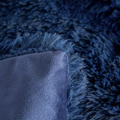 chovy Faux Fur Plush Royal Blue Comforter Sets Twin/Full Size - Ultra Soft Shaggy Flannel Velvet Fluffy Fuzzy 3PC Bedding Set （Comforter x 1 Pillowcases x 2）