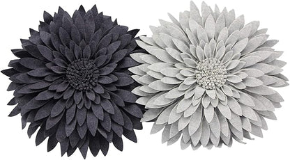 Contempo Lifestyles 3D Daisy Flower Decorative Pillow - Patented Design, Couch & Bed Decor (14.5" Flower, 13" Pillow, Heather Grey)