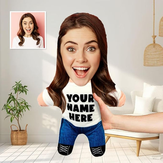Drawelry Custom Face Photo Pillow, Personalized 3D Portrait Throw Pillow with Funny Cute Design, Birthday Valentine's Gift for Boyfriend Girlfriend Family Friends Couples (Custom Name)