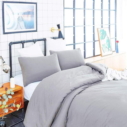 Houseri Light Gray Bedding Comforter Set - Full Size, Ultra Comfy, Silver Grey, Pale Gray, for Teen Boys & Girls