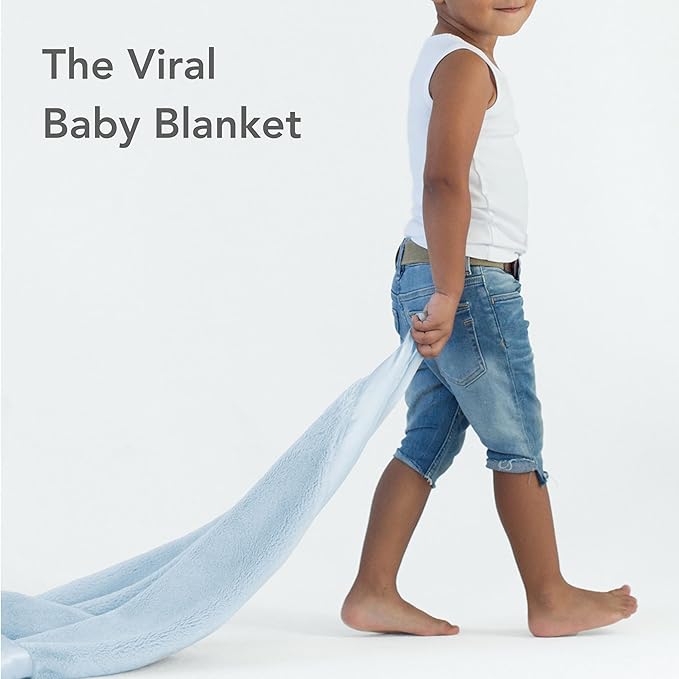 Little Giraffe Posh Mink Baby Blanket - Double-Sided Ultra Soft Plush Fabric, for New Moms, Newborn Must-Have for Boys, Cozy & Cuddly Comfort Blanket, 29" x 35", Blue