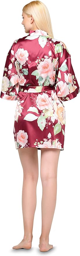 Turquaz Women's Bride Bridesmaids Silky Robe Satin Kimono Robes for Women Lingerie