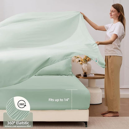 FUANNA 7 Pieces Full Size Comforter Sets, All Season Bedding Sets Full Size, Luxury Soft Bed in a Bag with Comforter, Flat Sheet, Fitted Sheet, Pillowcases & Pillow Shams, Sage Green