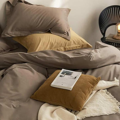 Nanko King Size Comforter Set Brown, All Season Soft Down Alternative Duvet Insert, Microfiber Filling Bed Sets, Modern Farmhouse Bedding Sets in a Bag for Women Men 104 x 90 inch 3 PCS Dark Coffee