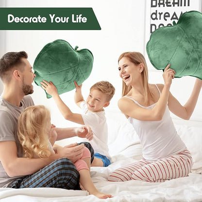 Leaf Shaped Throw Pillow Cushion 20 x 20 Inch 3D Plant Leaf Pillow Cute Decorative Soft Plush Cushion for Plant Lovers Gift Bedroom Sofa Couch Car Living Room Home Decoration Favor, Dark Green