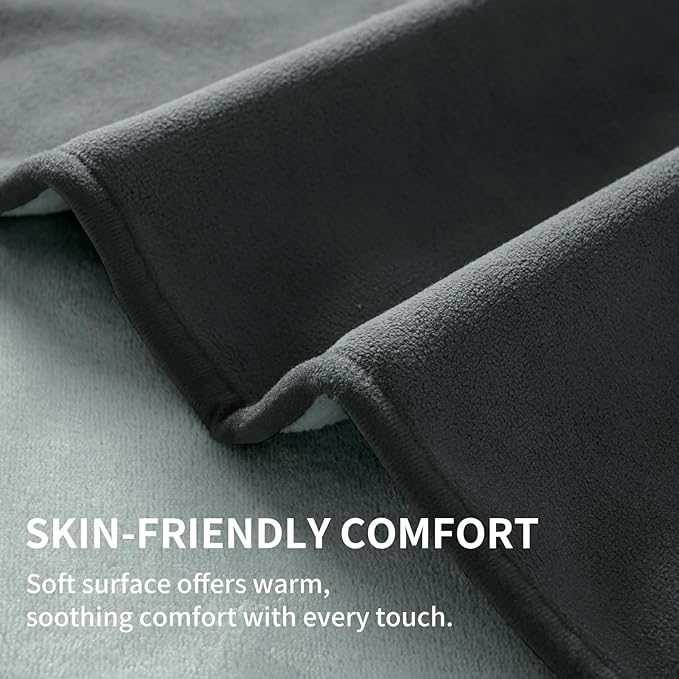QiyI Waterproof Blanket for Bed Queen Size, Reversible Washable Pet-Friendly Flannel Throw Blanket, Leakproof Stain-Resistant Furniture Protector for Travel & Camping, 60"x80", Dk Grey/Lt Grey