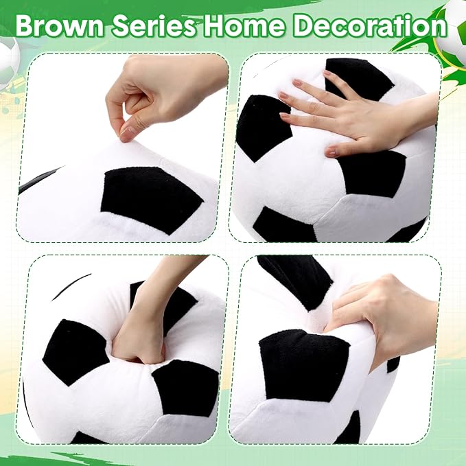 Yousoontic Soccer Ball Throw Pillow 11.8 Inch Nordic Round Soccer Ball Pillow Fluffy Soccerball Durable Soft Stuffed Plushies Sport Theme Gifts for Couch Sofa Bedroom Bed Decorations