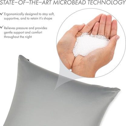 PILLOWY 24"x24" Throw Pillowcases (Cover Only) - 85/15 Nylon, Spandex - Luxurious, Silky, Stretchy & Soft - 1Pcs Solid Color - A Perfect Choice for Couch Chairs Sofa Bed Adult/Kids Bedroom, Light Grey