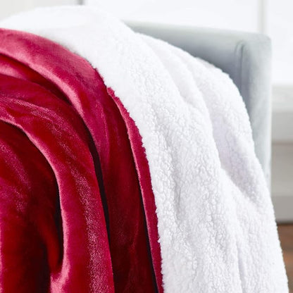 Genteele Sherpa Throw Blanket Super Soft Reversible Ultra Luxurious Plush Blanket, 40 x 50 inches, Rich Burgundy Red/White