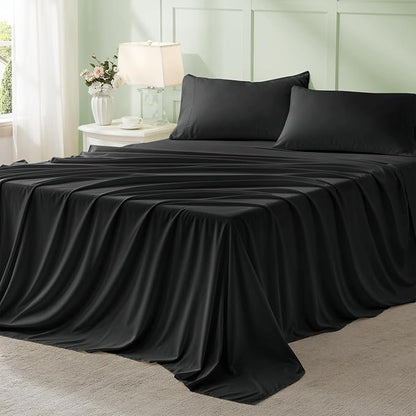 Anluoer Black Twin Comforter Set 5 Pieces, Bed in a Bag with Sheets, All Season Bedding Sets with 1 Comforter, 1 Pillow Sham, 1 Pillowcase, 1 Flat Sheet, 1 Fitted Sheet