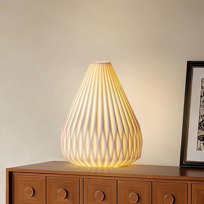 9.1" Modern Ceramic Table Lamp,White Bedside Table lamp, Night Lamp,Decorative Lamp,Ambient Lighting,Artistic lamp,Suitable for Living Room, Bedroom, Entrance, Kitchens, Corded, Bulb Included