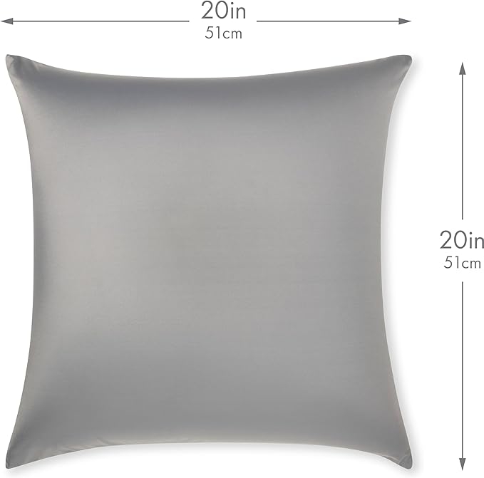 PILLOWY 20"x20" Throw Pillowcases (Cover Only) - 85/15 Nylon, Spandex - Luxurious, Silky, Stretchy & Soft - 1Pcs Solid Color - A Perfect Choice for Couch Chairs Sofa Bed Adult/Kids Bedroom, Dark Grey