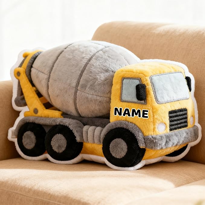 Custom Cement Tanker Shaped Pillow Personalized Double-Sided Printed Cute Pillow Customized Christmas Party Commemorative Gift Sofa Decorative for Boys and Girls 8-32in