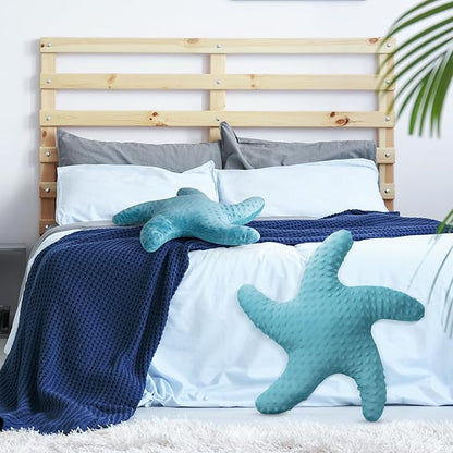 Fumete Starfish Pillow Beach Starfish Shaped Throw Pillows 20'' Stuffed Animal Cute Plush Coastal Decor Ocean Star Pillow Plush Cushion for Bedroom Living Room Sofa Couch(Green,2 Pcs)