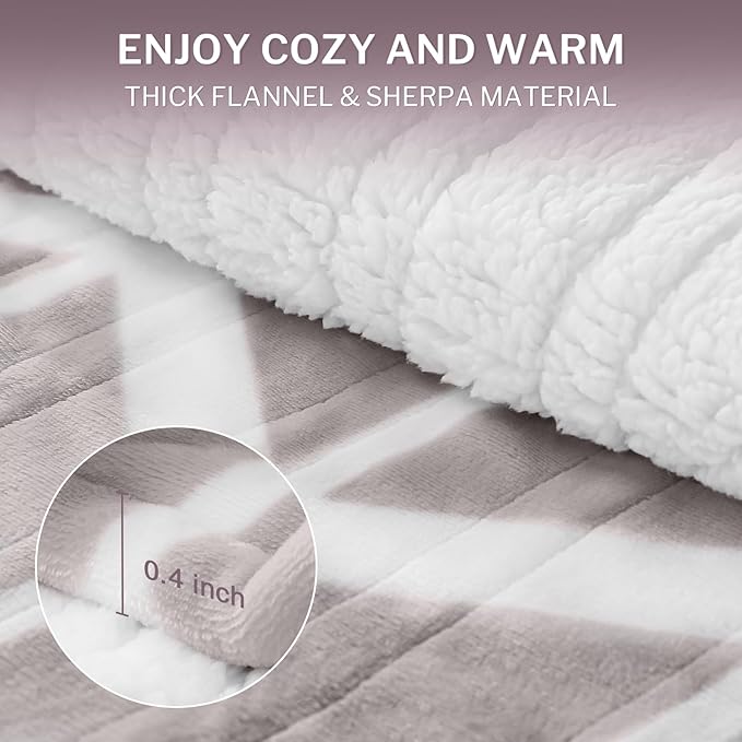 VENTIMI Electric Blanket Heated Throw, 62" x 84" Heated Blanket with 9 Heat Levels & 2 to 10 Hours Auto Off, Fast Heating Blankets with ETL & FCC Certification, Beige