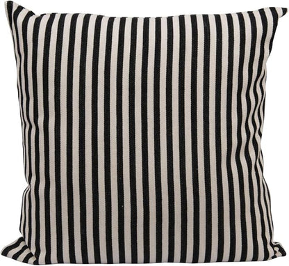 Creative Co-Op Woven Cotton Striped Pillow, Black and Cream