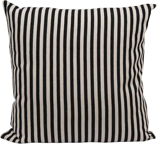 Creative Co-Op Woven Cotton Striped Pillow, Black and Cream