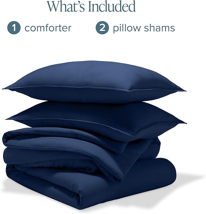 Bare Home Comforter Set - Queen Size - Ultra-Soft - Goose Down Alternative - Premium 1800 Series - All Season Warmth Comforter (Queen, Dark Blue)