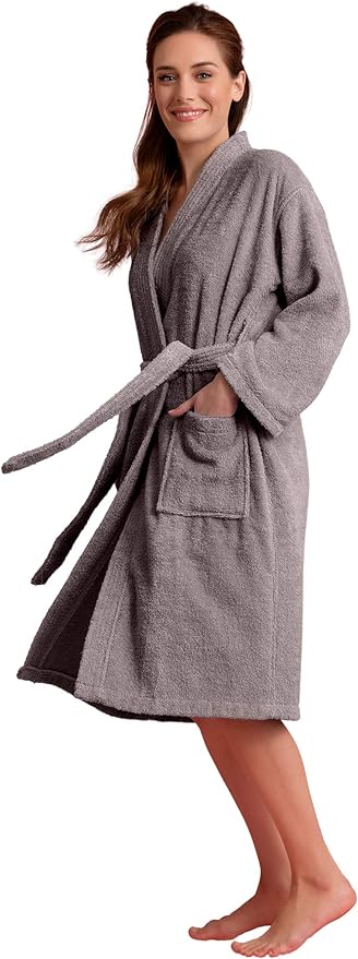 Soft Touch Linen Women's Robe Terry Cotton Cloth- Kimono Style- Thick, Breathable & Comfortable- Lightweight & Absorbent
